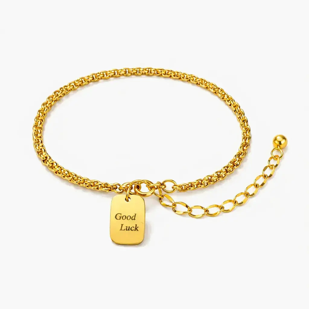 Bonne Chance Good Luck Bracelet - 18K Gold Plated 1