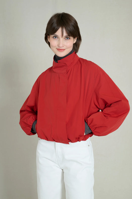 Bright red oversized lightweight windbreaker 1