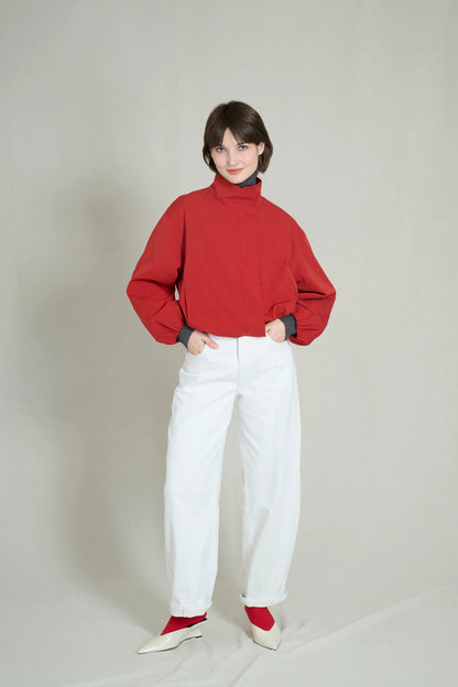 Bright red oversized lightweight windbreaker 2