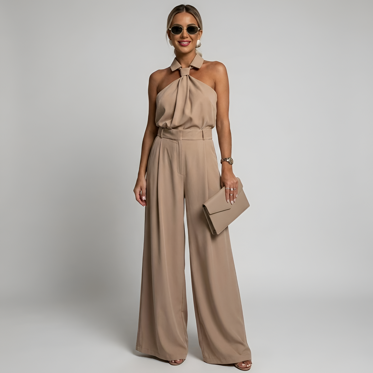 Brittany | Halter Neck Wide-Leg Jumpsuit 0
