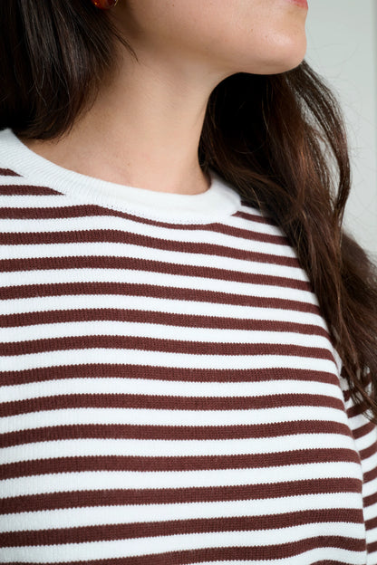 Brown and white striped sweater 2