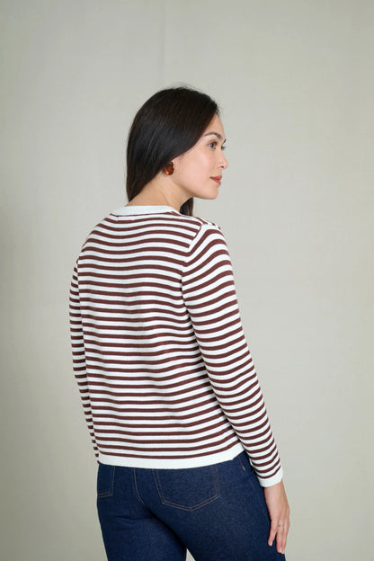 Brown and white striped sweater 3
