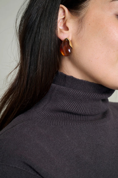 Brown fine knit seamless turtleneck sweater 5