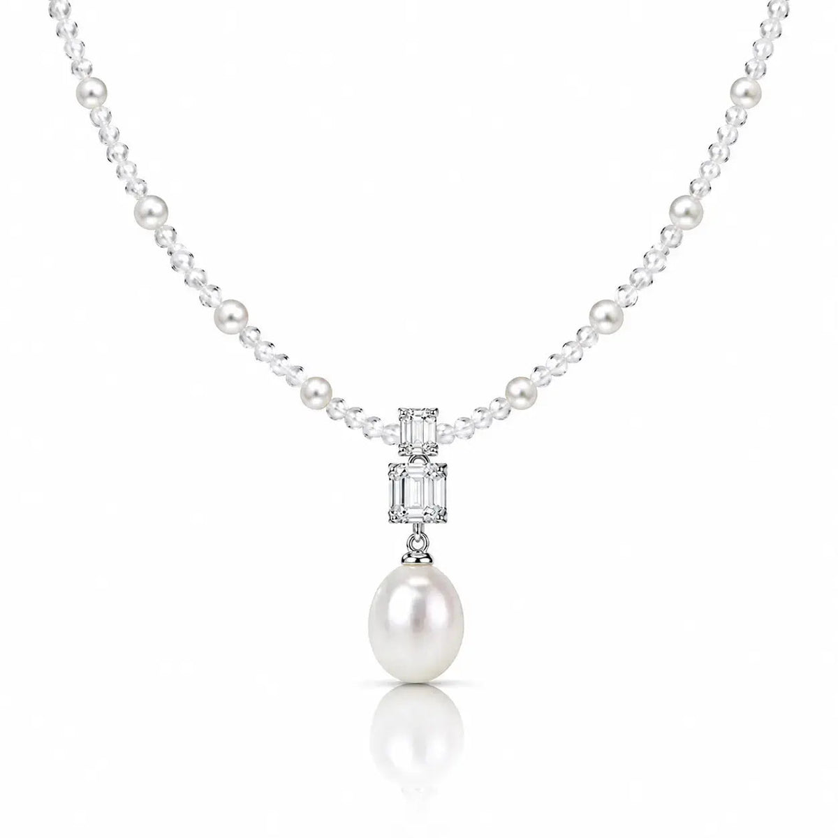 Brume Lavender Crystal Pearl Necklace - 925 Sterling Silver 0