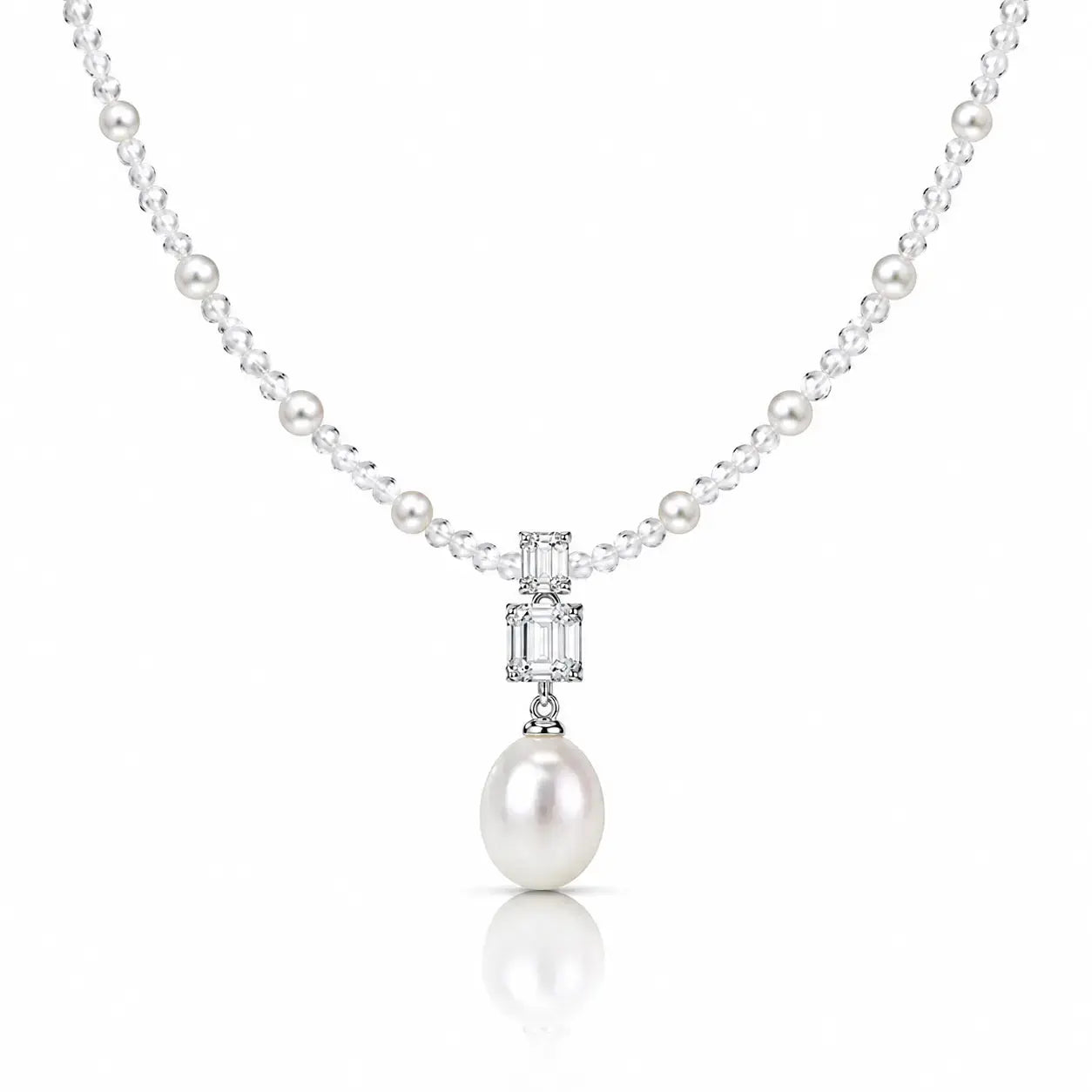 Brume Lavender Crystal Pearl Necklace - 925 Sterling Silver 0