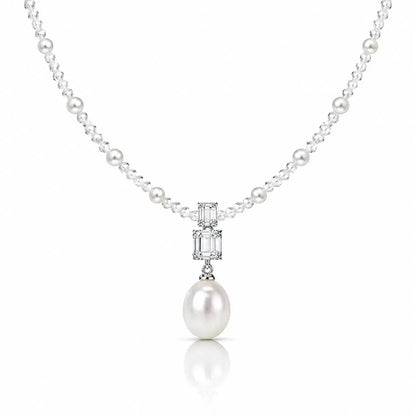 Brume Lavender Crystal Pearl Necklace - 925 Sterling Silver 0