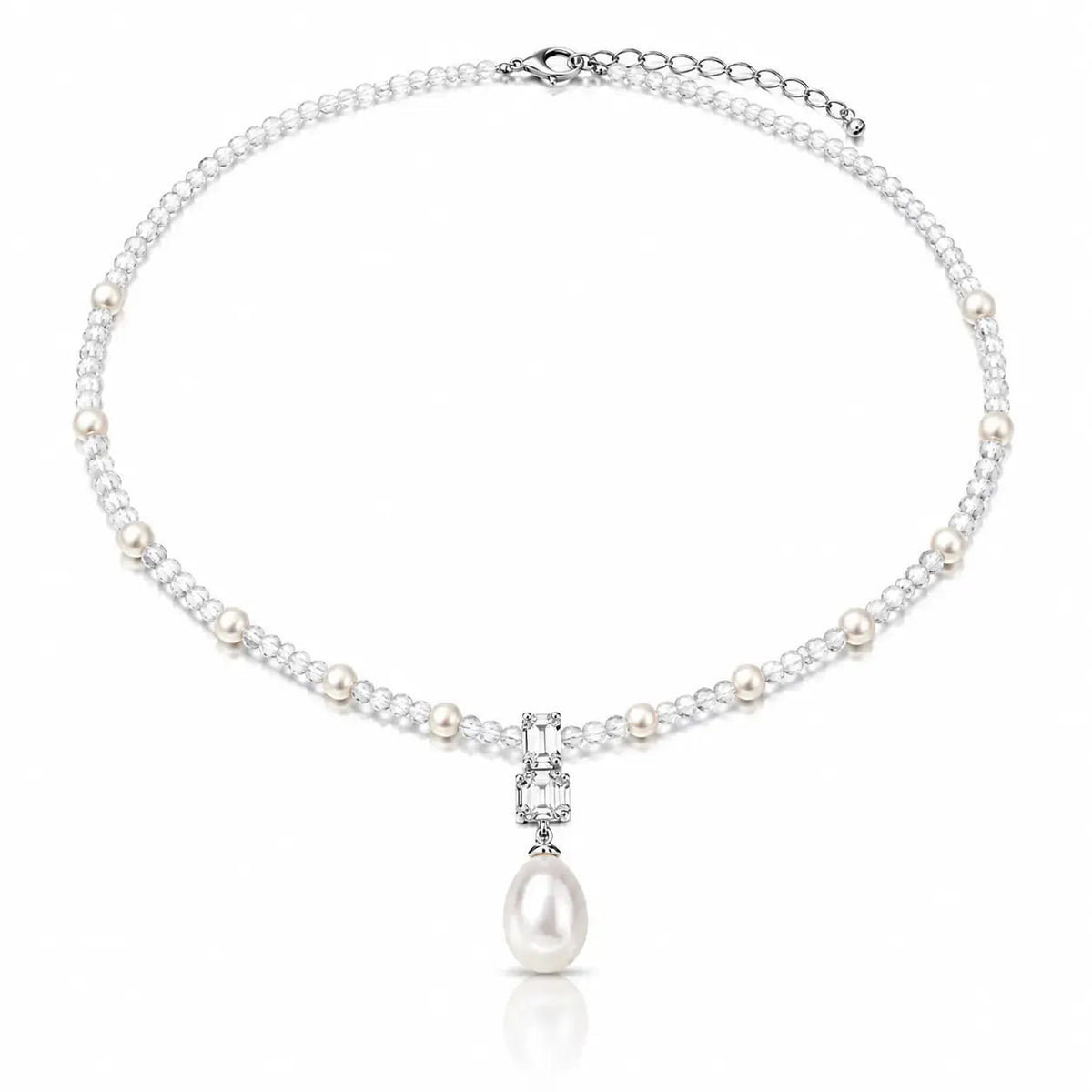 Brume Lavender Crystal Pearl Necklace - 925 Sterling Silver 3