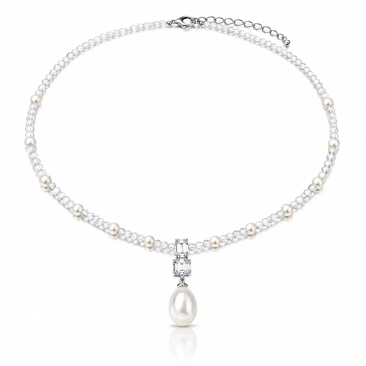 Brume Lavender Crystal Pearl Necklace - 925 Sterling Silver 3