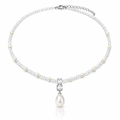 Brume Lavender Crystal Pearl Necklace - 925 Sterling Silver 3