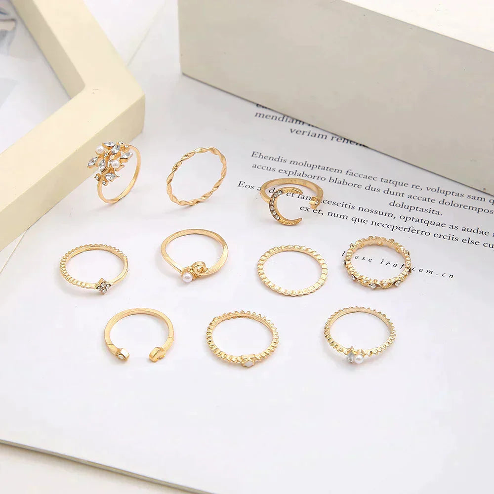 Bundle of 10 Boho Silver and Gold Rings 1