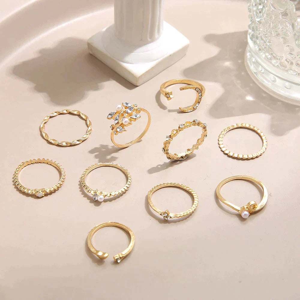 Bundle of 10 Boho Silver and Gold Rings 2