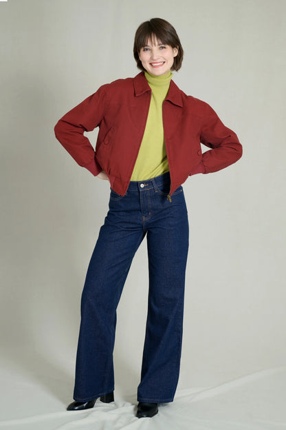 Burgundy cotton bomber jacket 2