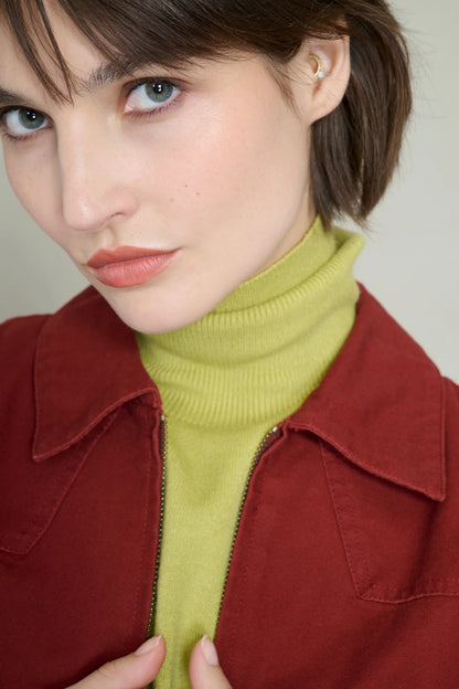 Burgundy cotton bomber jacket 4