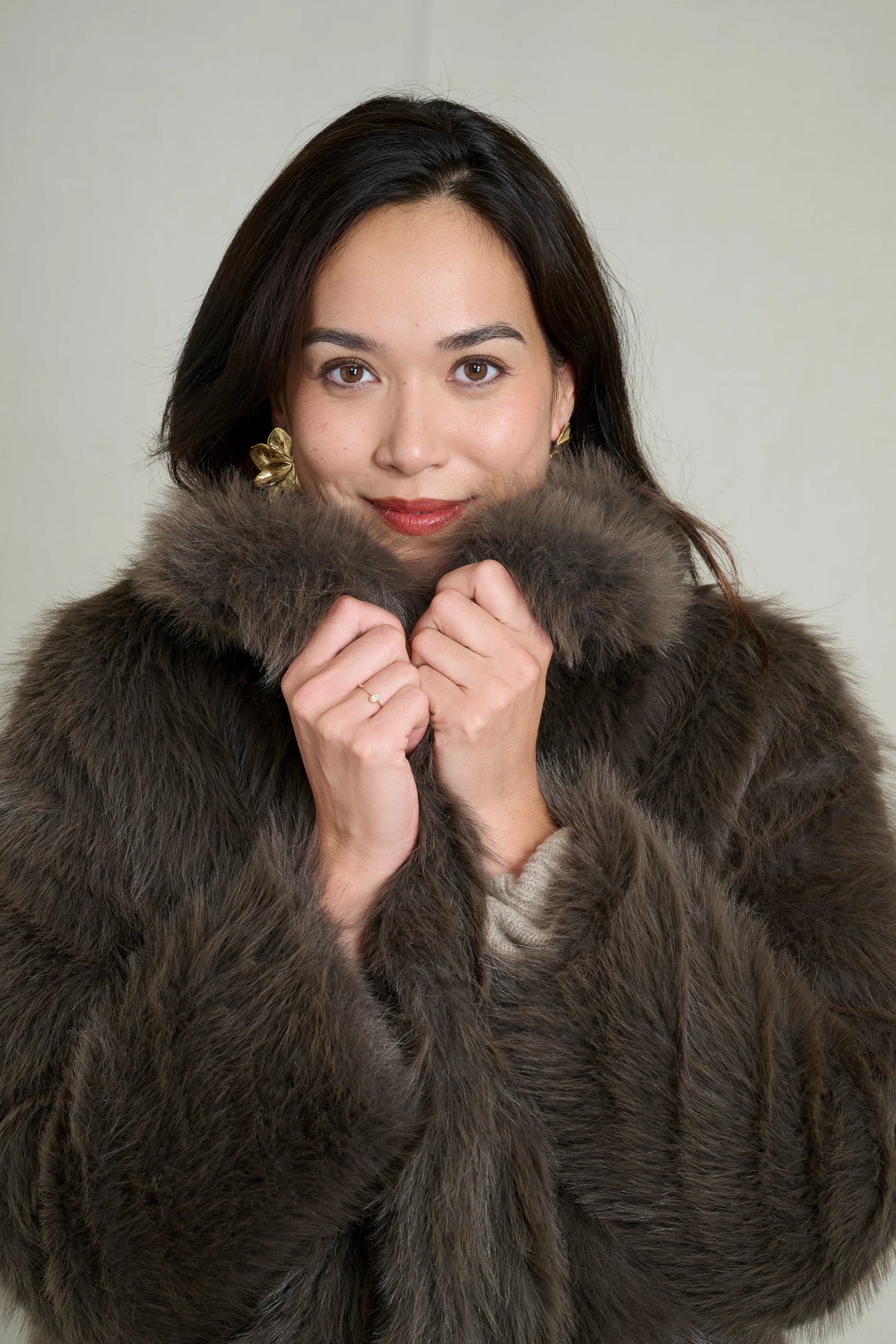 COFFEE FAUX FUR COAT 2
