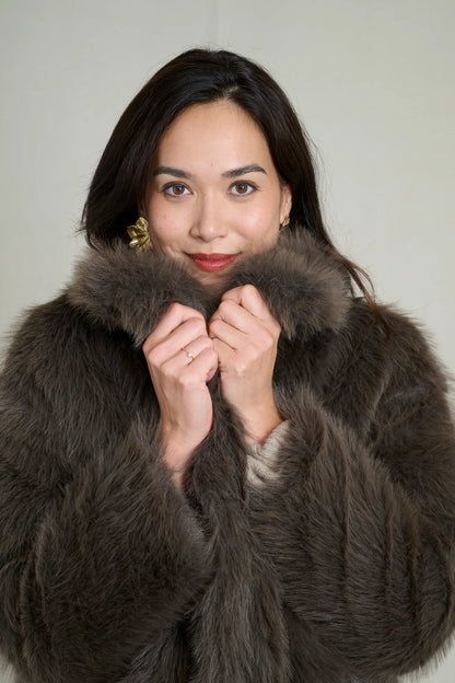 COFFEE FAUX FUR COAT 2
