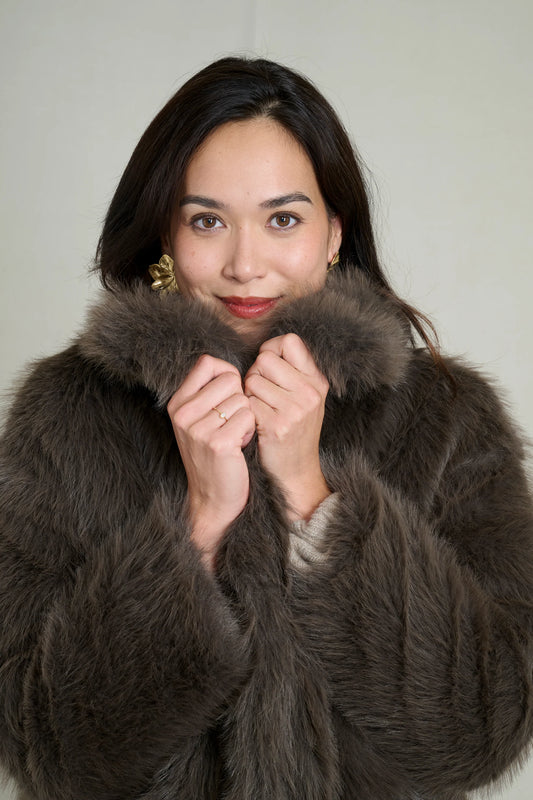 COFFEE FAUX FUR COAT 2