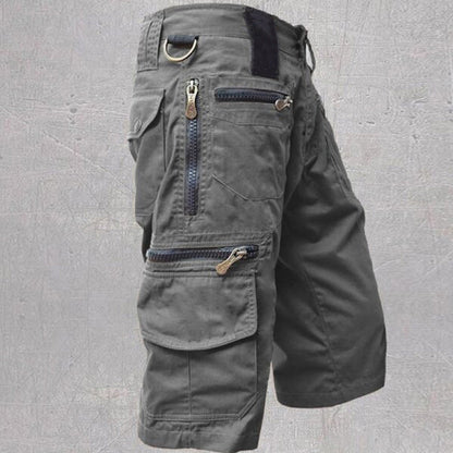 Cargo twill shorts with zip pockets and drawstring waist 0