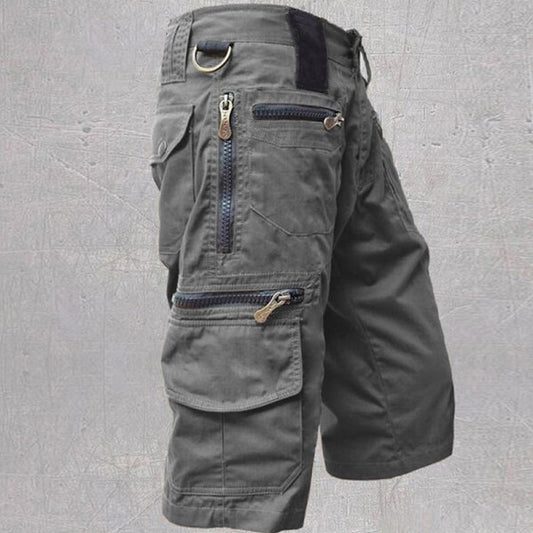 Cargo twill shorts with zip pockets and drawstring waist 0