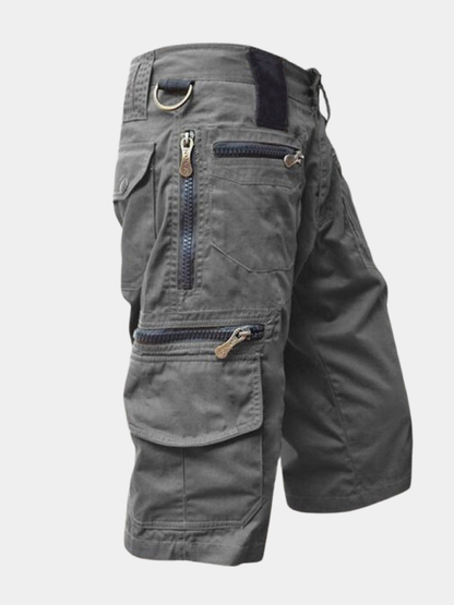 Cargo twill shorts with zip pockets and drawstring waist 1