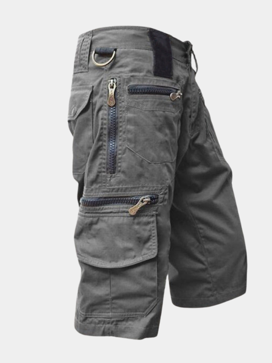 Cargo twill shorts with zip pockets and drawstring waist 1