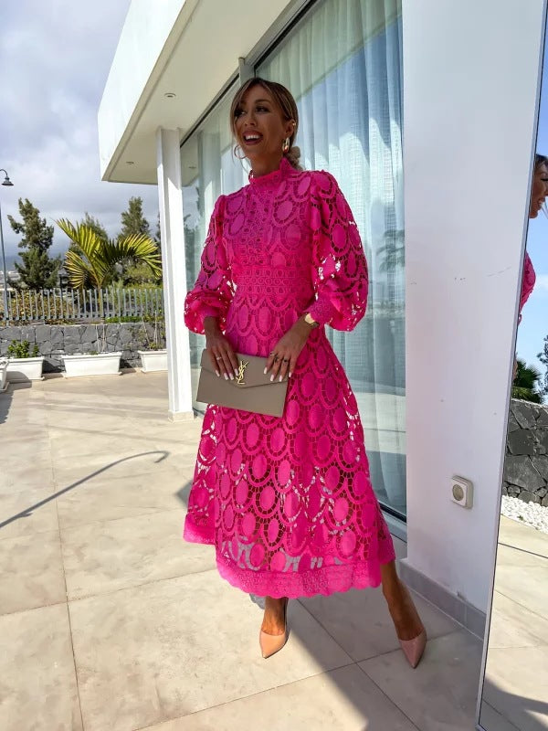 Carla | Long Sleeve Lace Midi Dress 0