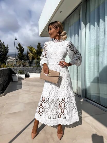 Carla | Long Sleeve Lace Midi Dress 6