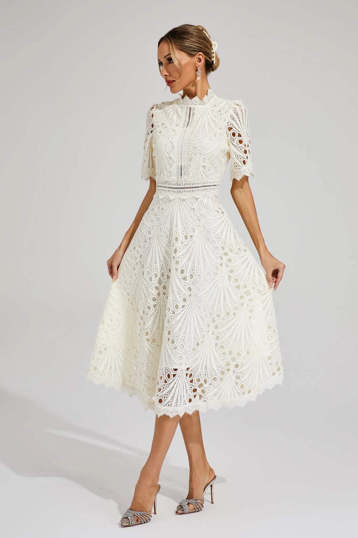 Carlotta | Lace High Neck Midi Dress 1
