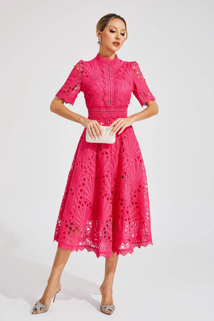 Carlotta | Lace High Neck Midi Dress 2