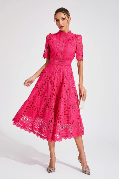 Carlotta | Lace High Neck Midi Dress 3