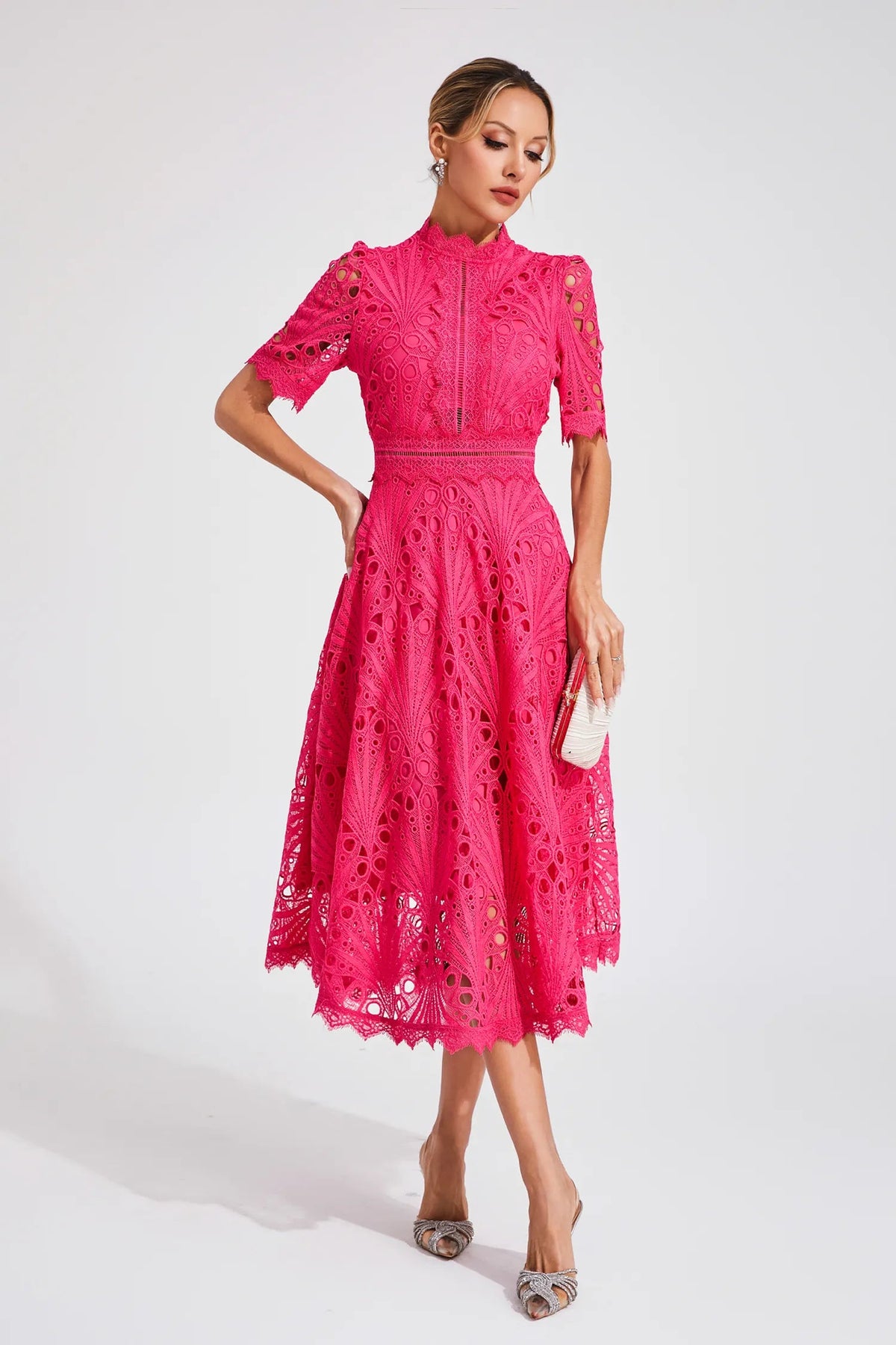 Carlotta | Lace High Neck Midi Dress 4