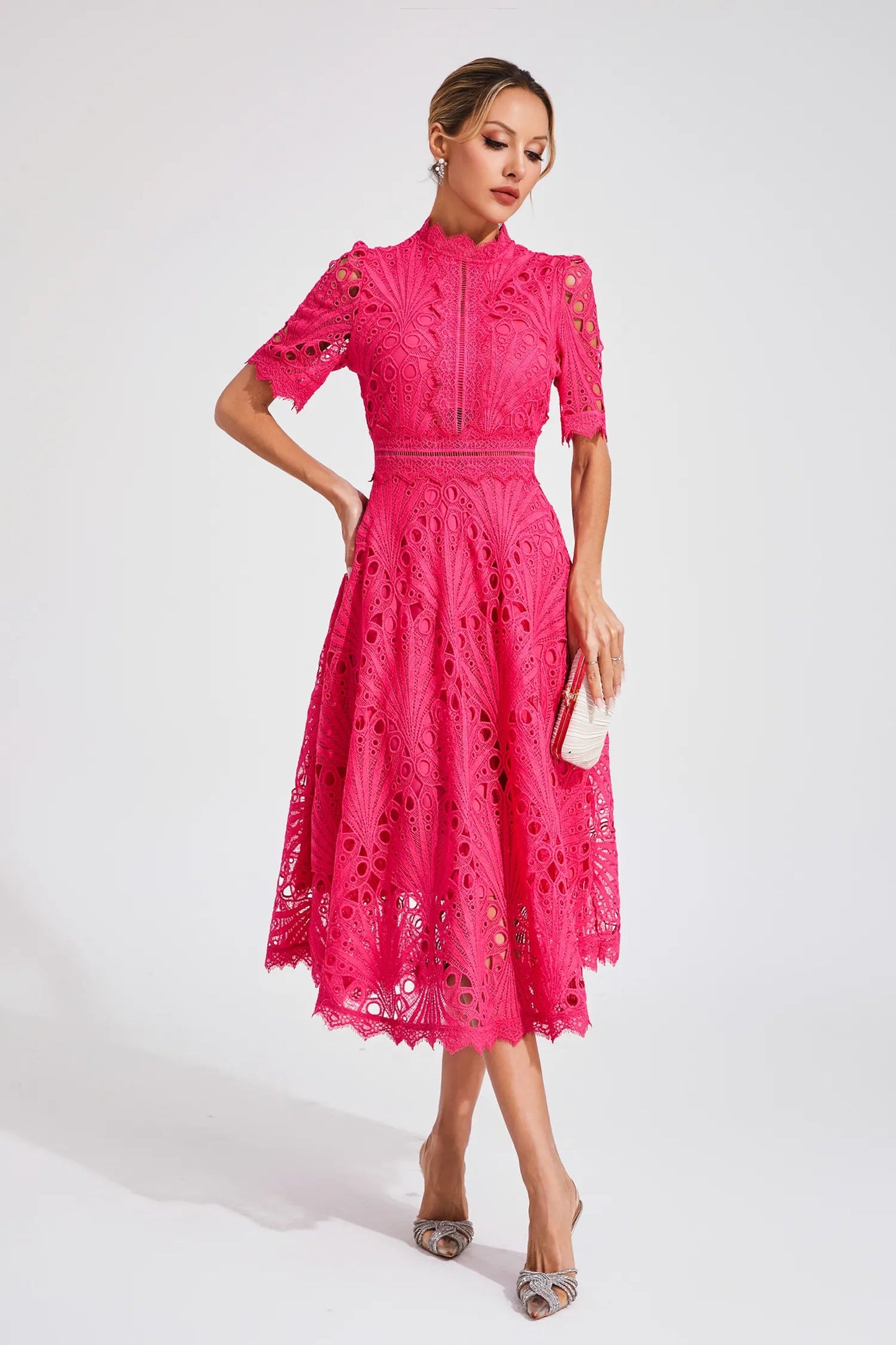Carlotta | Lace High Neck Midi Dress 4