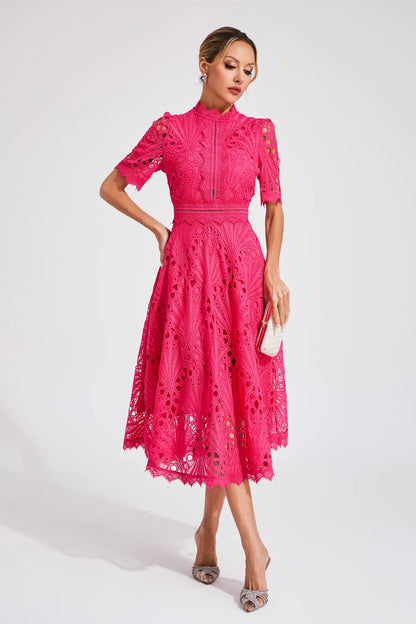 Carlotta | Lace High Neck Midi Dress 4