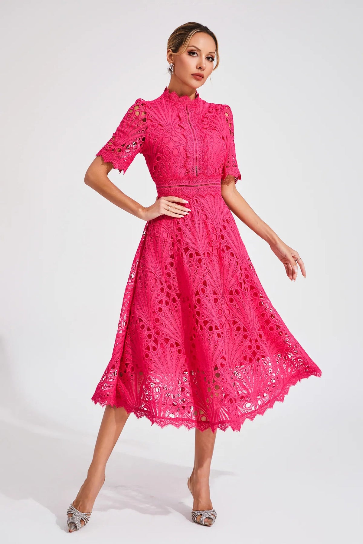 Carlotta | Lace High Neck Midi Dress 5