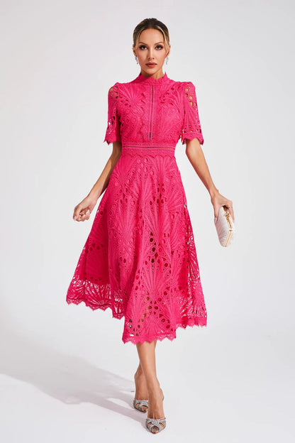 Carlotta | Lace High Neck Midi Dress 6