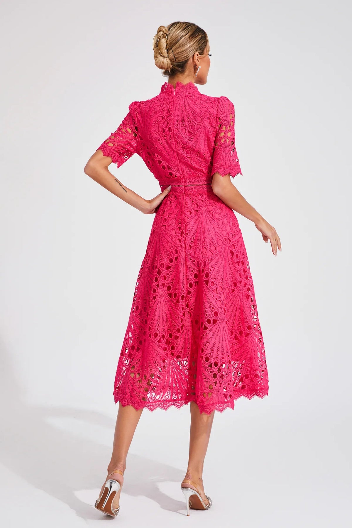 Carlotta | Lace High Neck Midi Dress 8