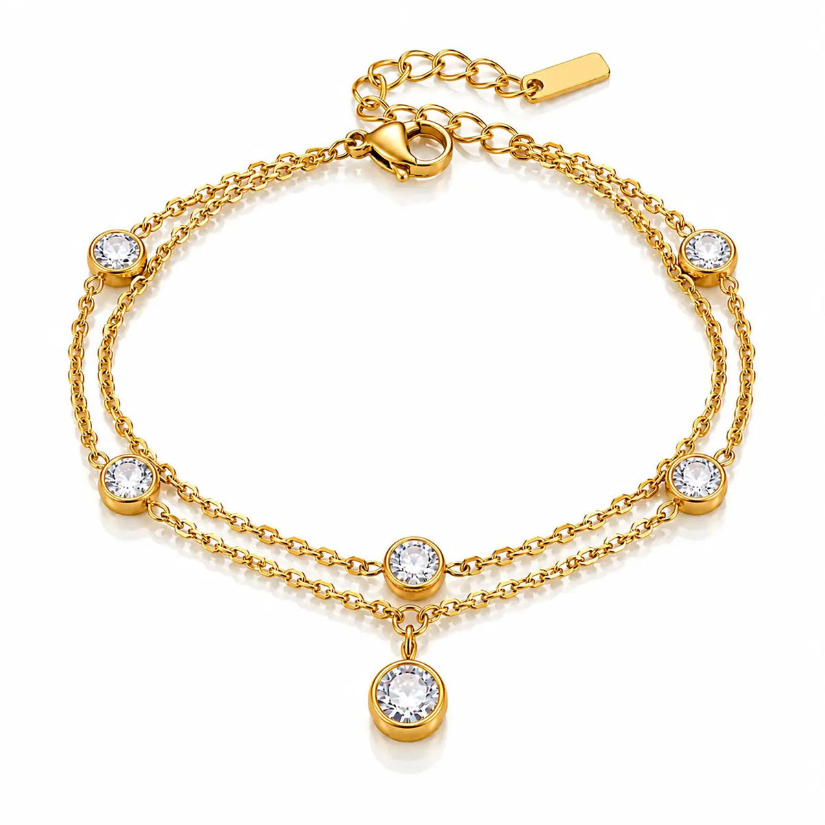 Cascade Zircon Drop Bracelet - 18K Gold Plated 1