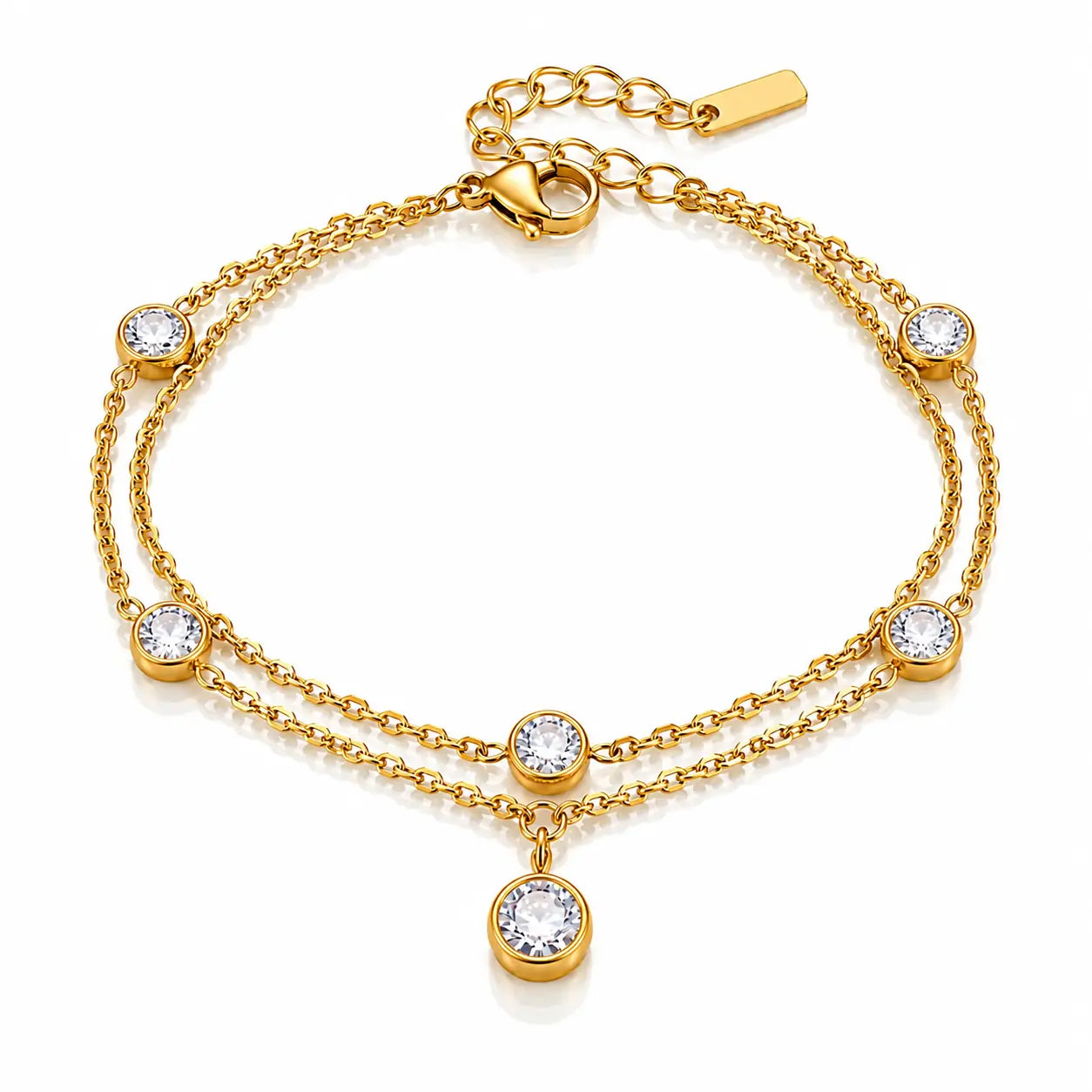 Cascade Zircon Drop Bracelet - 18K Gold Plated 1