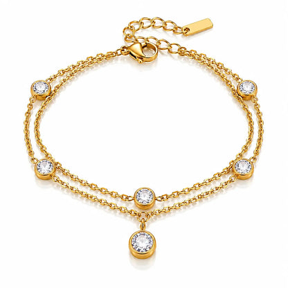 Cascade Zircon Drop Bracelet - 18K Gold Plated 1