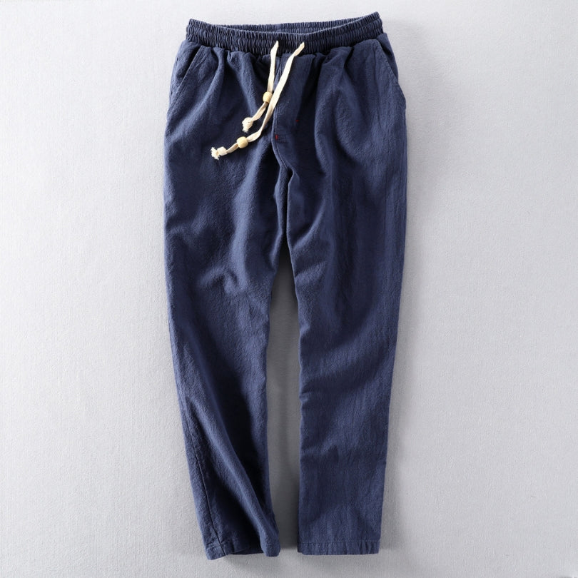 Casual Blend Trousers with Drawstring Waist and Pockets 0