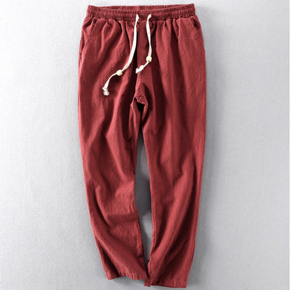 Casual Blend Trousers with Drawstring Waist and Pockets 7