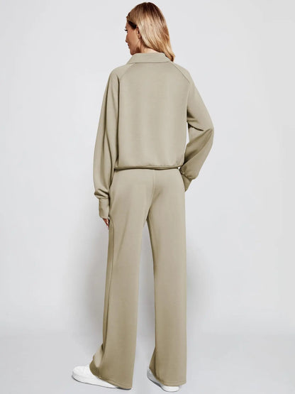 Casual Chic | Women's Outfit Set with Half Zip Sweatshirt & Wide Leg Pants | Effortless Style for Everyday Comfort 5
