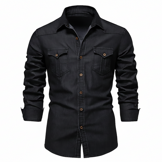 Casual Denim Shirt with Button Front and Chest Pockets 0