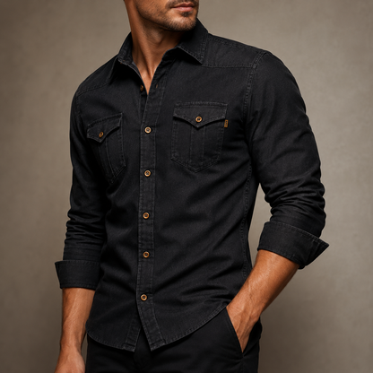 Casual Denim Shirt with Button Front and Chest Pockets 1
