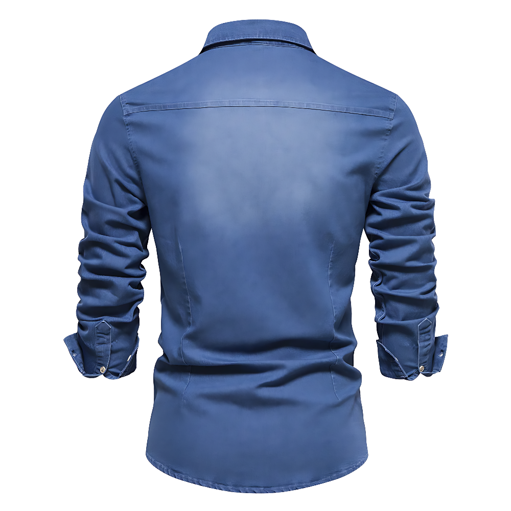 Casual Denim Shirt with Button Front and Chest Pockets 6