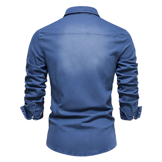 Casual Denim Shirt with Button Front and Chest Pockets 6