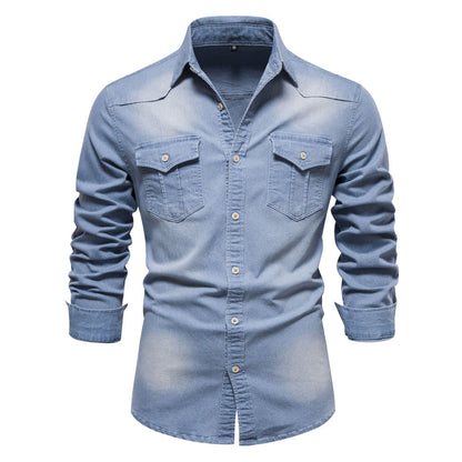 Casual Denim Shirt with Button Front and Chest Pockets 8