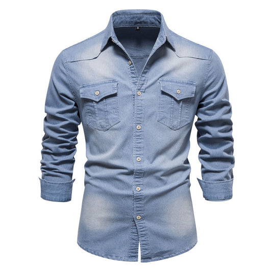 Casual Denim Shirt with Button Front and Chest Pockets 8
