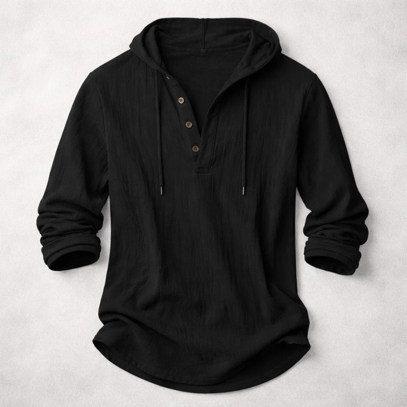 Casual Linen-Blend Pullover Shirt with Hood and Button Placket 6