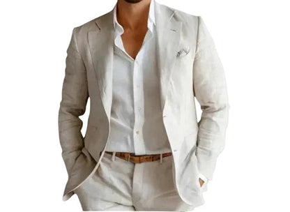 Casual Linen Blazer with Notched Lapels and Patch Pockets 2