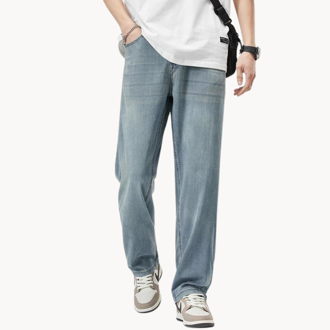 Casual Lyocell Blend Pants with Straight Legs and 5 Pockets 0